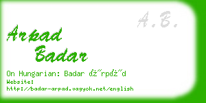 arpad badar business card